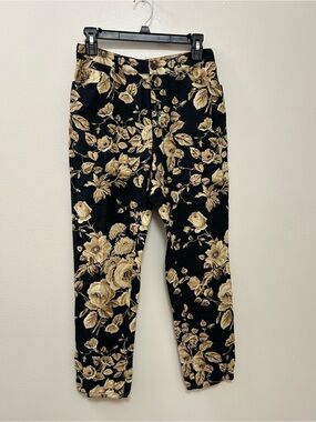 Lauren Ralph Lauren Black & Tan Floral Straight Leg Pants (size - 2P)